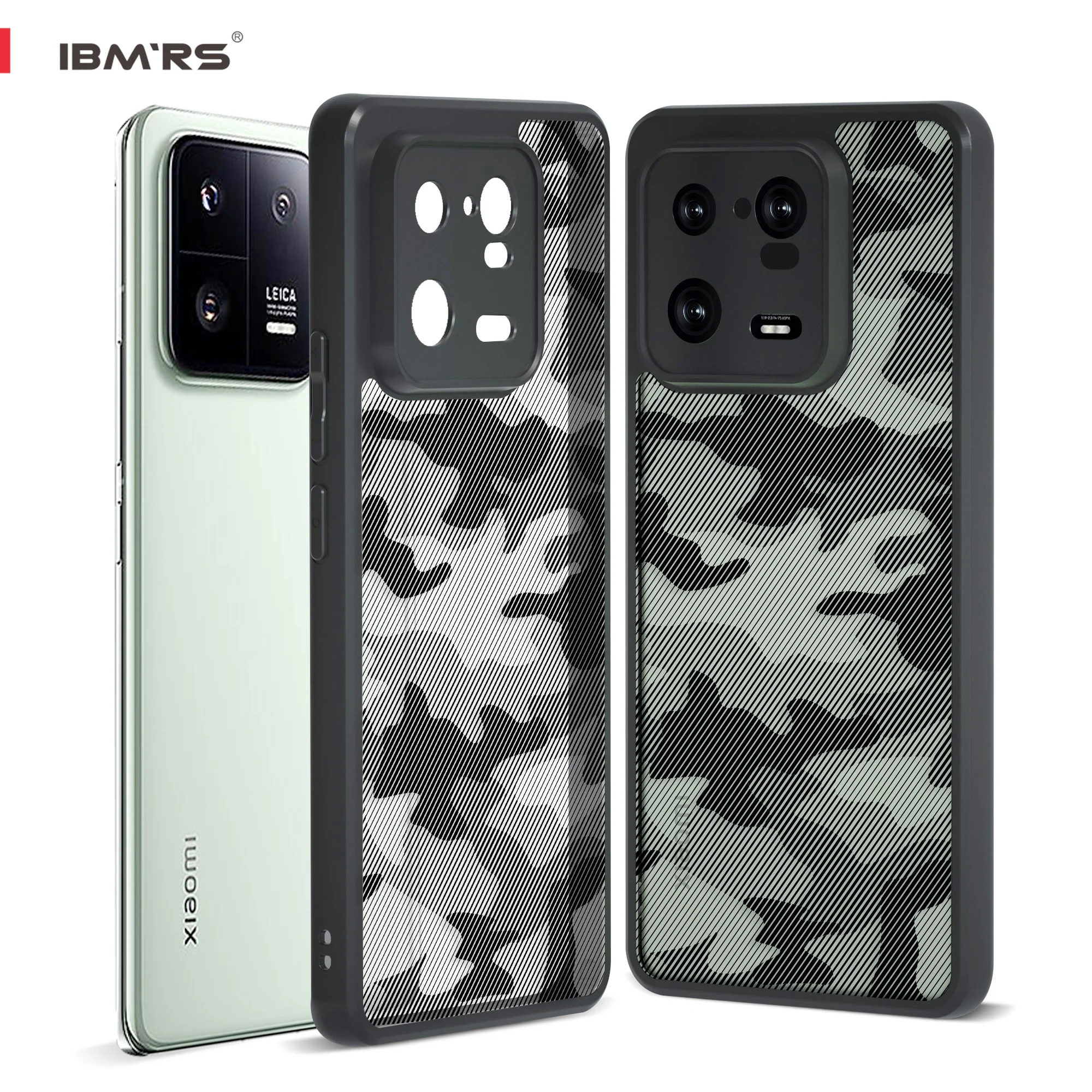 

For Xiaomi 13 Pro 5G Case Camouflage Print, IBMRS PC Back + TPU Bumper Dual Layer Anti-Drop Rugged Cover