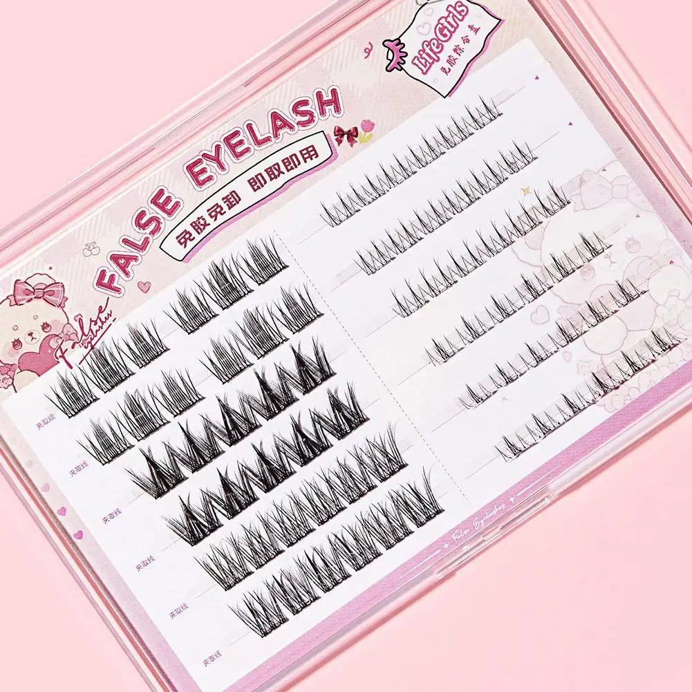 混合接着剤不使用つけまつげ アニメスパイアラッシュ ナチュラルボリューム 密集 自己粘着つけまつげ クラスタ