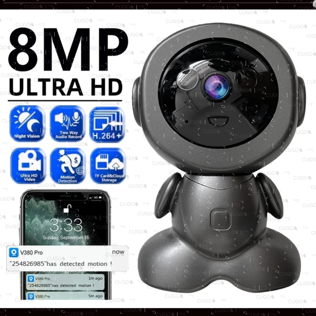 Caméra de surveillance WiFi sans fil 8MP, vision nocturne, voix bidirectionnelle, protection de sécurité, webcam pour maison intelligente, caméra IP, caméra de surveillance pour bébé