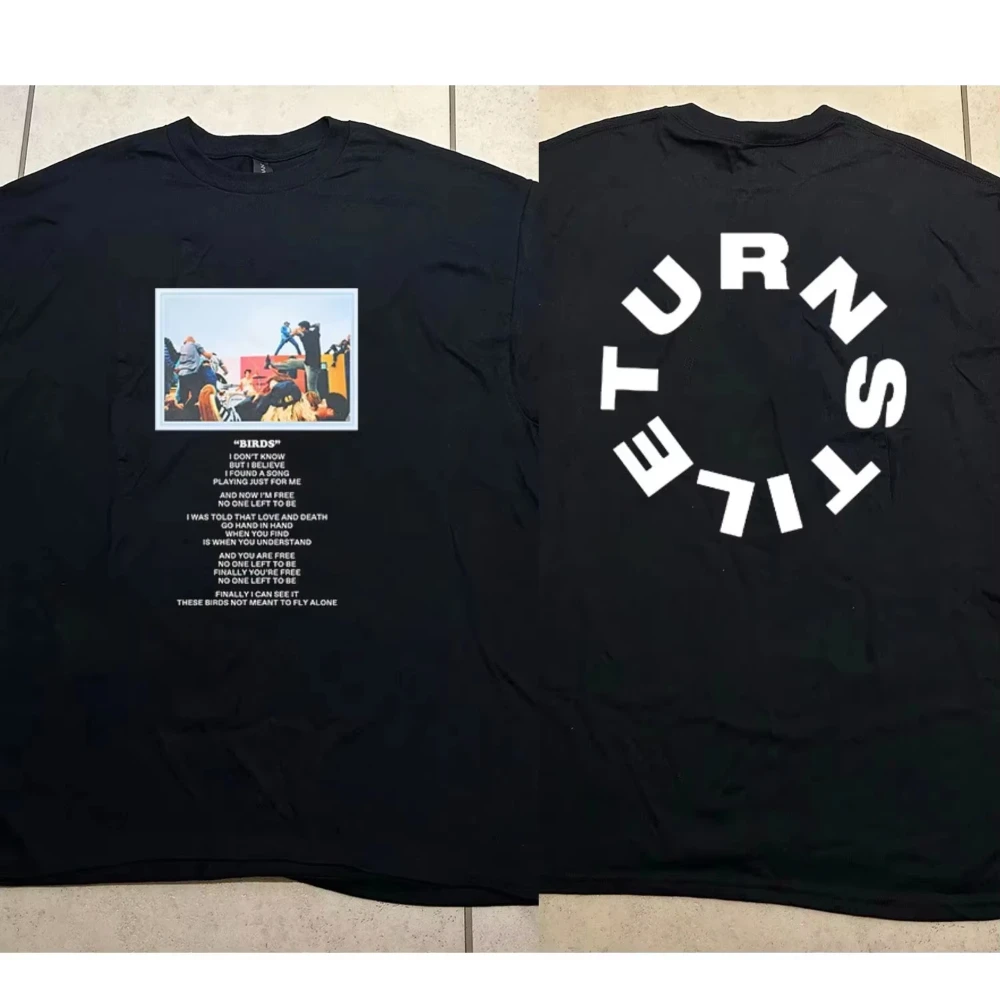 2026 Vintage Oversized T‑Shirt For Adults Retro Music Stage Silhouette Double Sided Theme Art Loose Short Sleeve Street Tee
