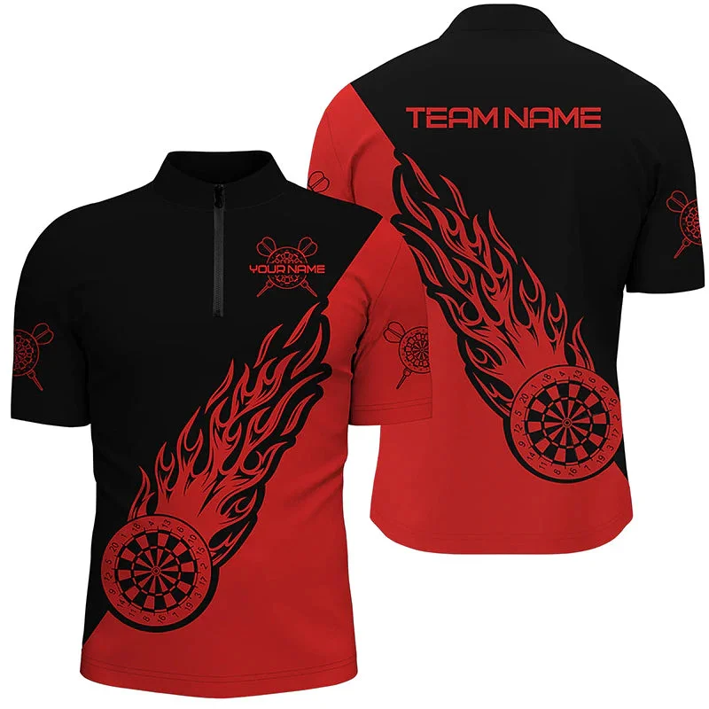 PLstar Cosmos' new personalized 3D printed red dart pattern polo shirt, unisex, casual team throwing sports series -17