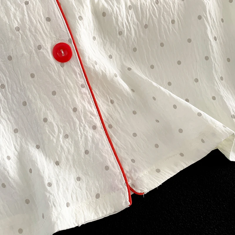 Summer Cute Hello Kitty Cloud Cotton Cardigan Collar Women's Home Clothing Set image 5