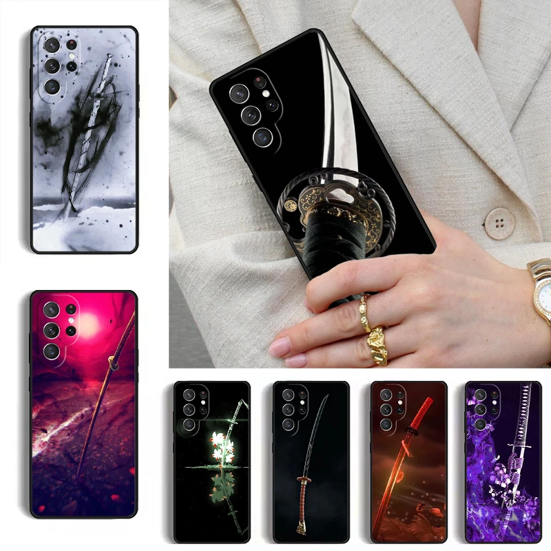 Samurai warriors Katana Phone Case for Samsung Galaxy S26 S25 Ultra S24 S23 S22 S21 Plus Note 10 Bumper Cover