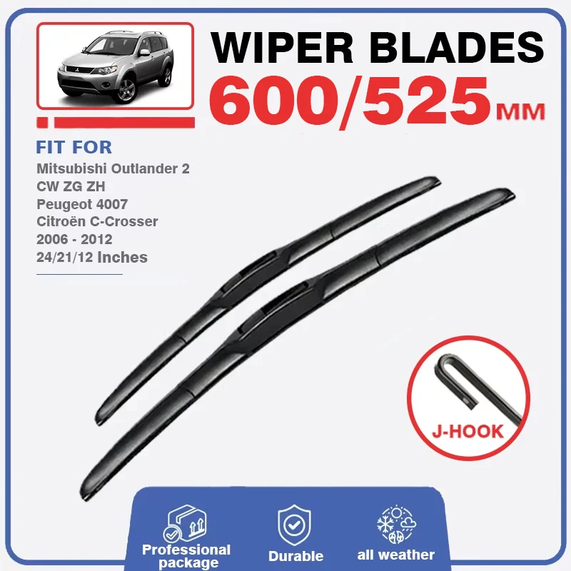 Car Wiper Blades For Mitsubishi Outlander 2 2006-2012 CW ZG ZH Peugeot 4007 Citroen CCrosser Windscreen Cutter Windshield Window