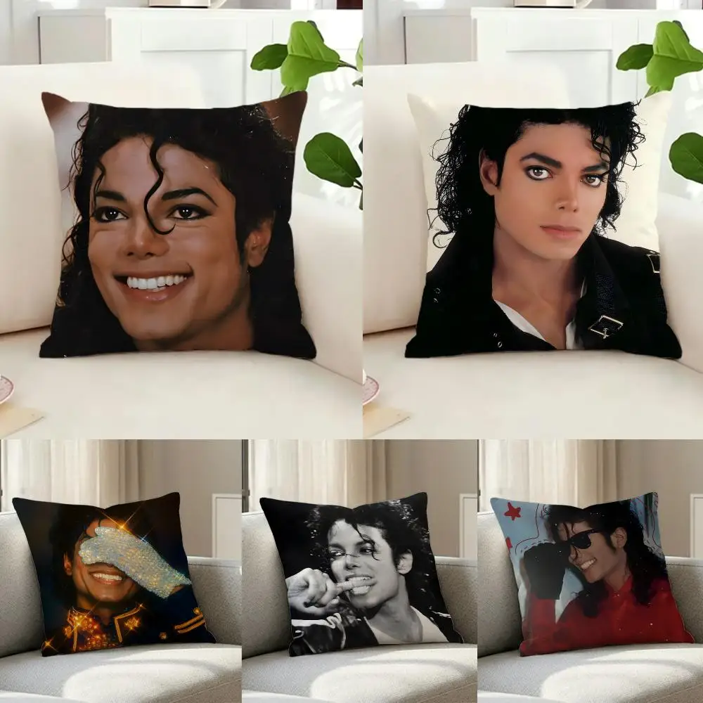 musician pop M-Michael Jackson Cushion Cover Washable Faux Linen Cover Modern Lightweight for Living Room Sofa