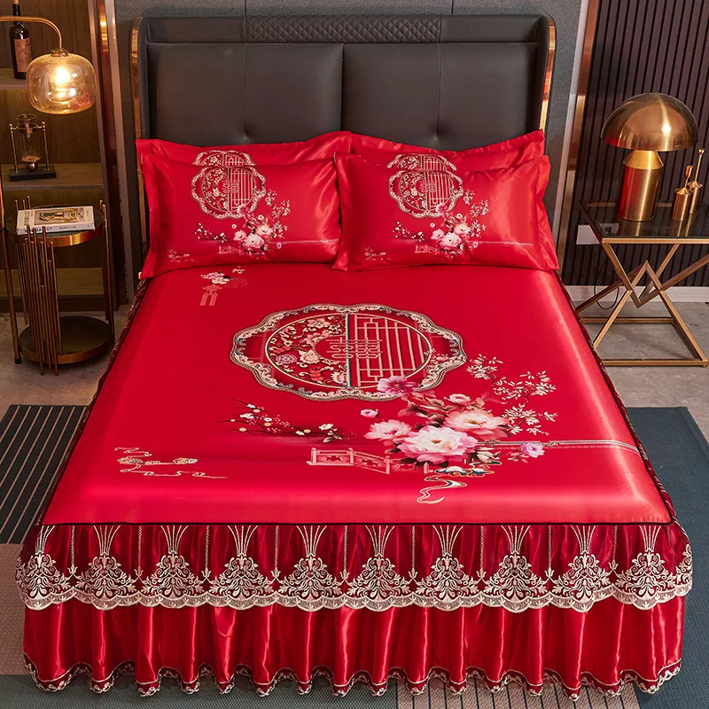 

Customizable 2025 summer new Swedish lace bed skirt new Chinese three-piece air conditioner seat