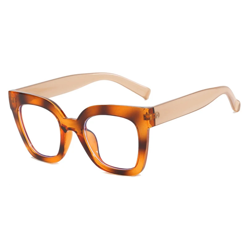 Sexy Square Brown Glasses Frame Women Transparent Anti Blue Light Blocking Female Eyeglasses Fashion Cateye Optical Eyewear