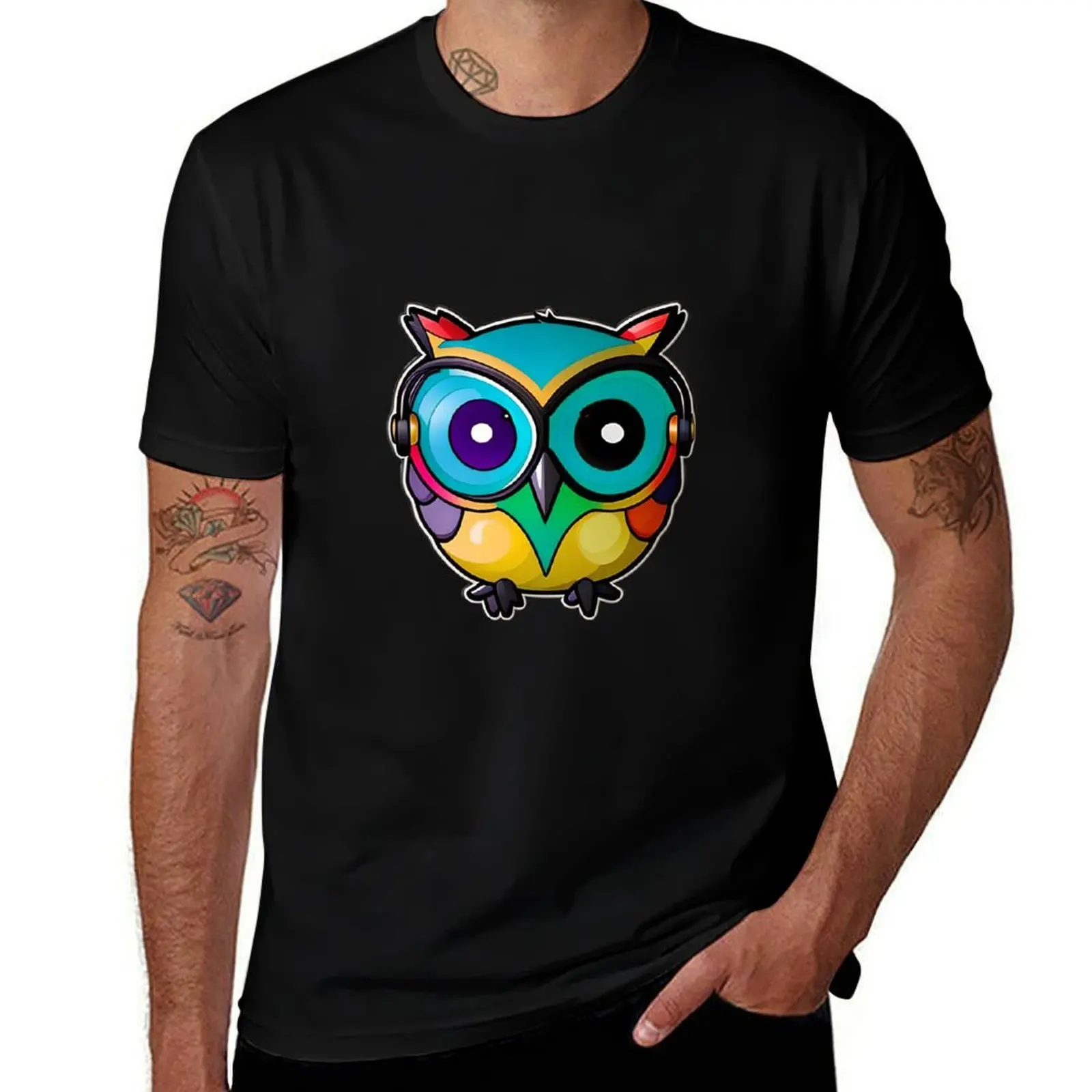 

happy coloful owl T-Shirt clothes tshirts personalised Anime t-shirt mens funny t shirts