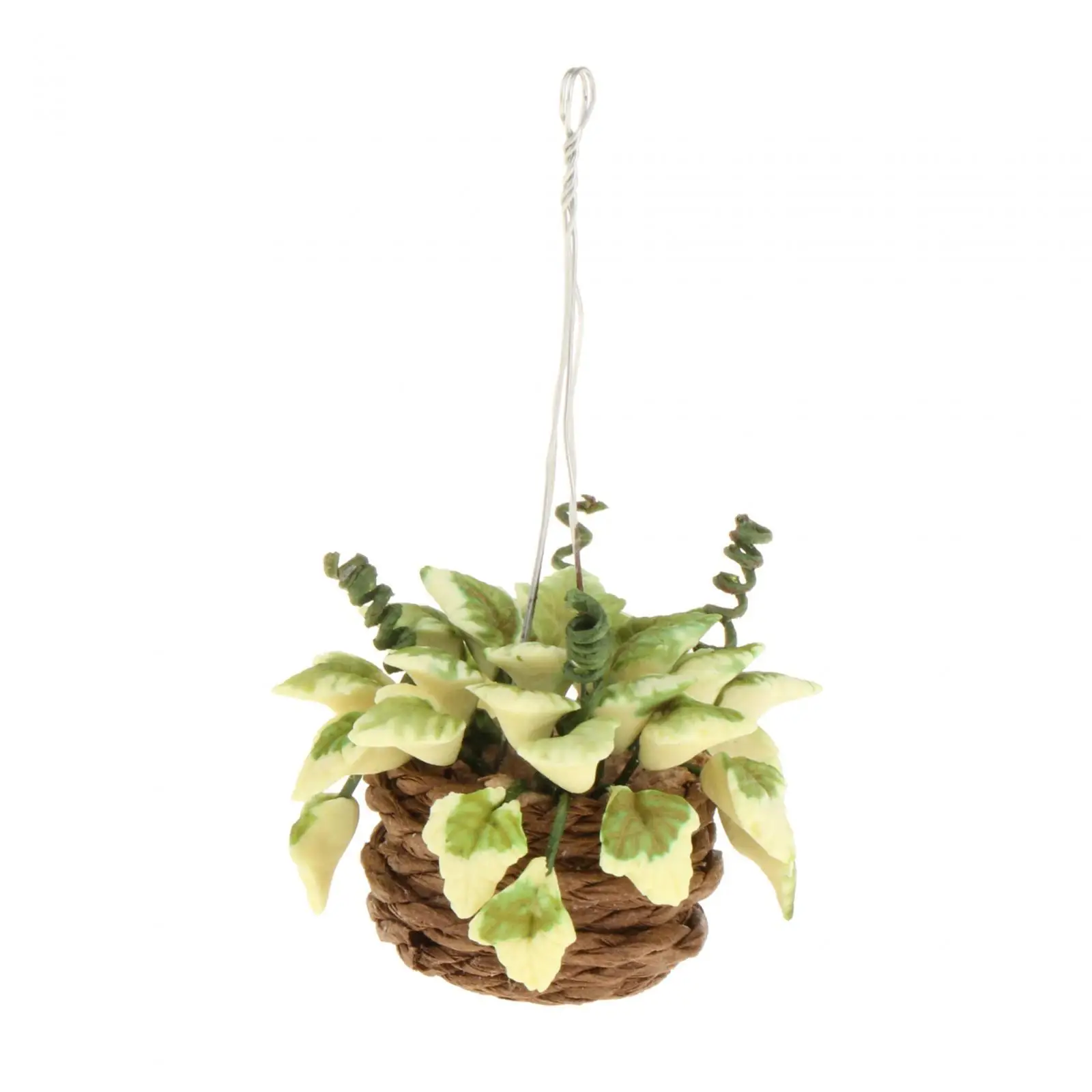 Cesta de flores colgante, decoración colgante para muebles de casa de muñecas a escala 1:12, juguetes