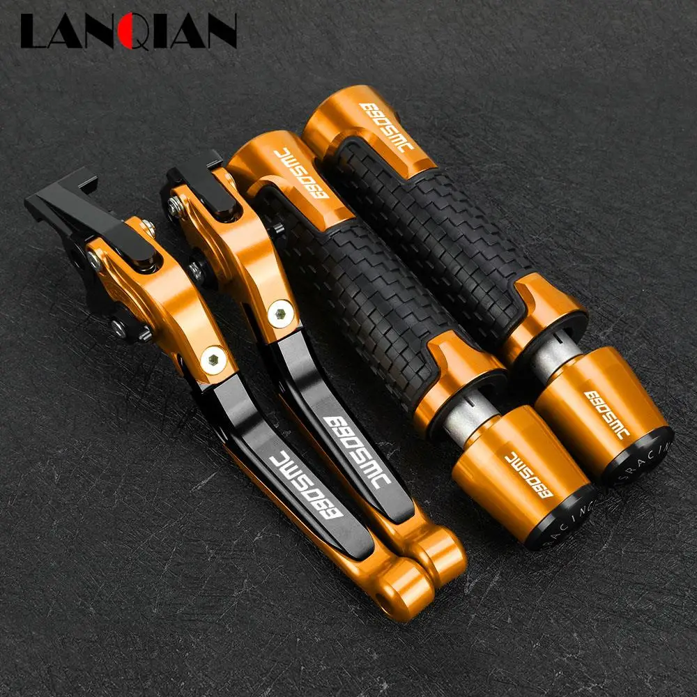 Motorcycle Brake Clutch Levers Handlebar Handle Grip ends Adjustable Set For 690SMC 2008-2012 2013 Accessories 690 SMC SM C