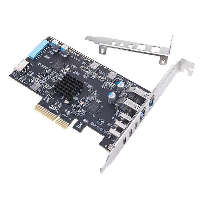 PCI-E To Type-C Expansion Card PCIE To USB3.2 2A+3C+Type E+IDC 10Gbps USB3.2 GEN2 For Desktop Win7/8/10/11