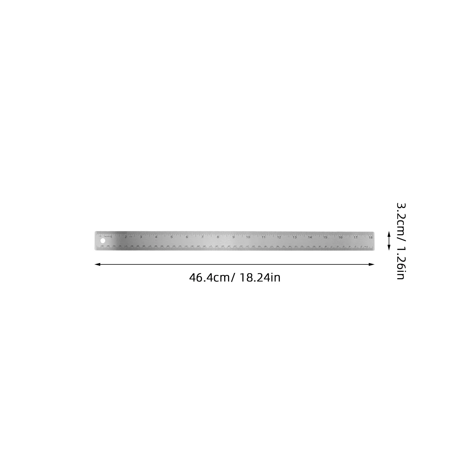 2Pcs Metal Ruler 18 Inch Stainless Steel Cork Backing Non-Slip Straight Edge Dual Scale for Students Engineers Architects