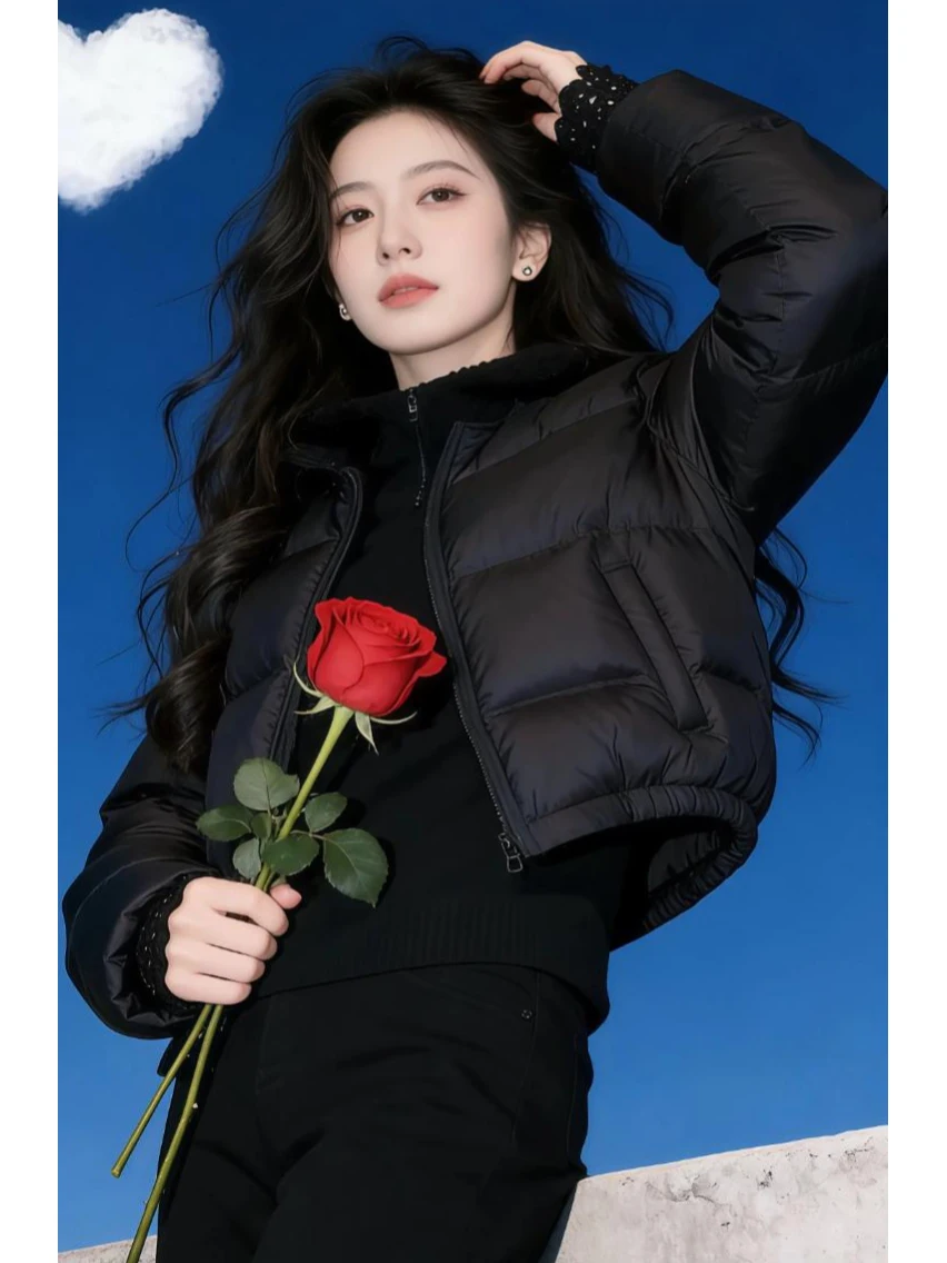 

Bla down Cotton Jaet Women's Winter New Thi Warm Casual Bread Sle Outerwear Coat Regular Sve Long Zipper Closure