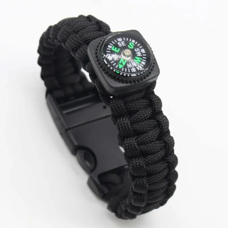 Paracord Bracelet with Whistle and Compass, Survival Seven-Core Outdoor Multi-Function Woven Rope Camping Bracelet