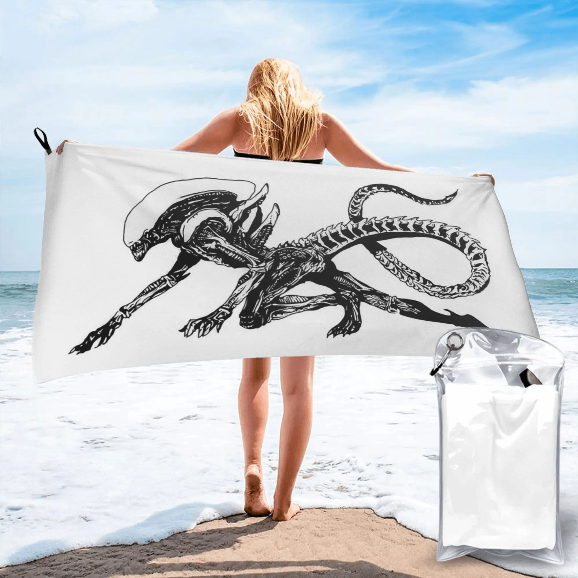 Xenomorph Alien Movie Beach Towel Soft Microfiber Quick Dry Absorbent Quick Towels For Swimming