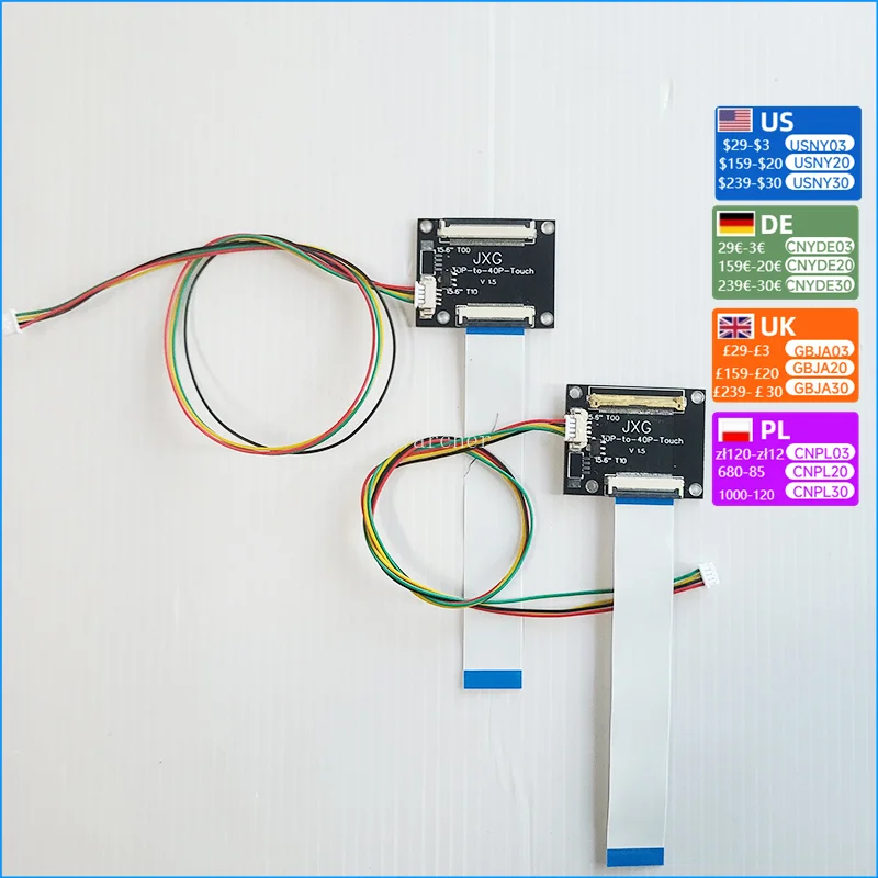 30PIN to 40PIN 0.4mm LCD touch screen cable EDP driver board adapter  NV156FHM-T00