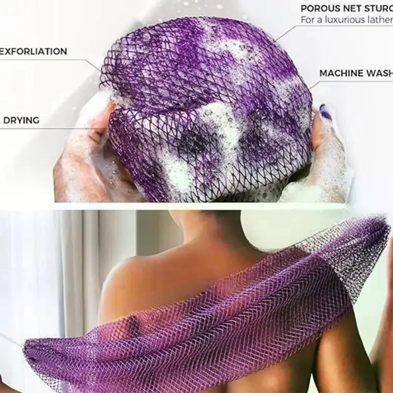 Nylon Body Scrubber Bath Sponge With Cord Body Care Bathing Accessories Daily Use