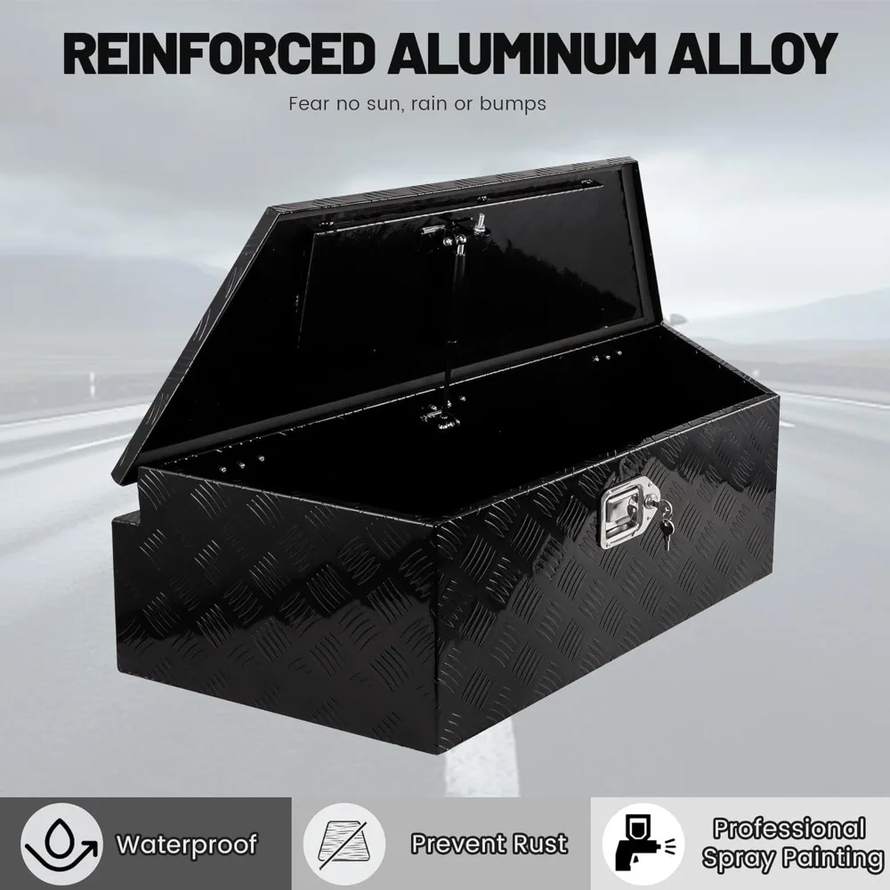 صندوق أدوات لسان مقطورة 39 من الألومنيوم مع قفل ومفتاحين، صندوق تخزين عالي التحمل 39x16.5x12