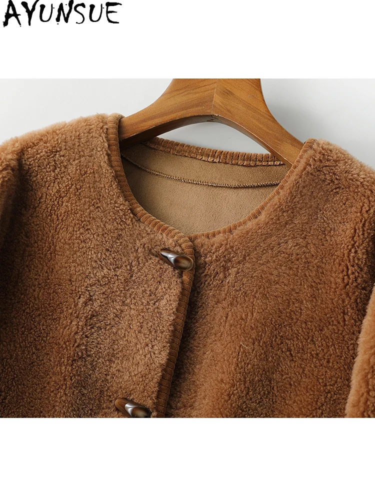 AYUNSUE 100% Natural Wool Jackets Woman 2025 Winter Lamb Fur Jacket Woman Clothes High Quality New in Outerwears Abrigo Mujer