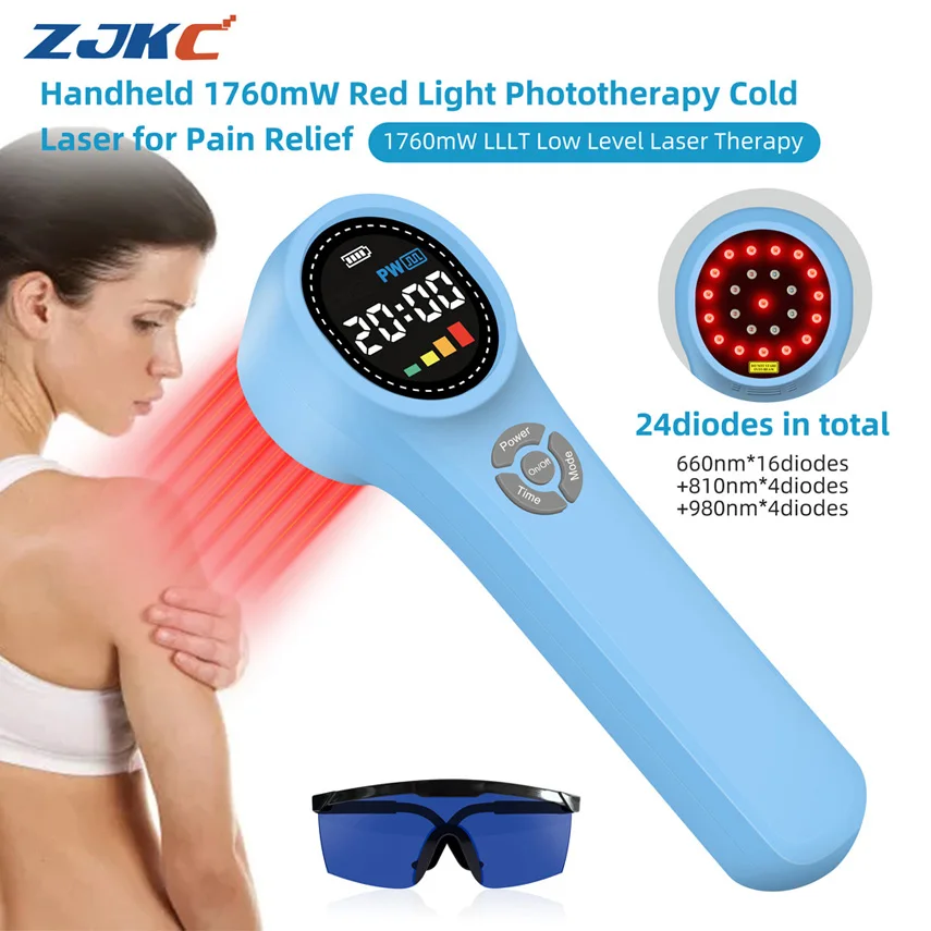 

1760mW Home Cold Laser Red Infra Light Therapy Low Level Laser Treatment for Arthritis Acute and Chronic Pain 660nm 810nm 980nm