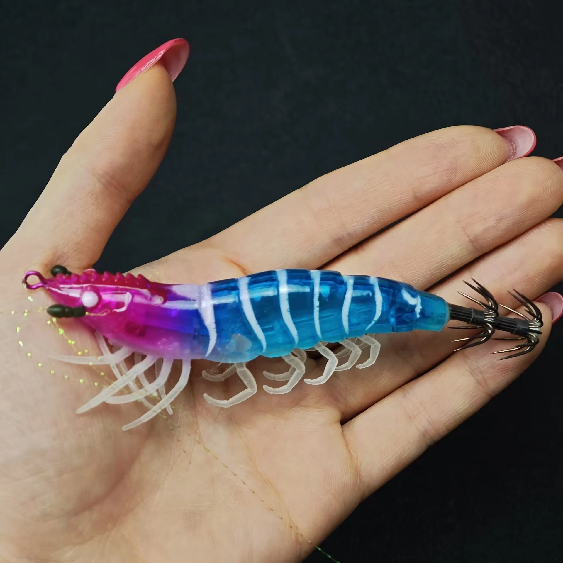12 Stück Cutlassfish Angelzubehör Oktopus-Garnelen-Köder Leuchtender Tintenfisch-Jig-Köder Haken Salzwasser-Garnelen-Angelköder – Detail 2