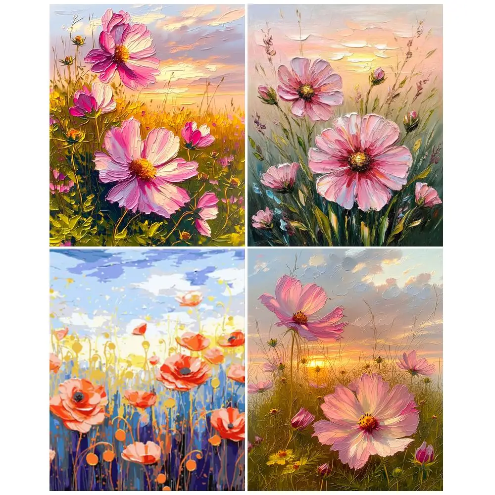 

GATYZTORY Flower Painting By Numbers Handiwork Art Diy Idea Flower Abstract Acrylic paints Pictures By Numbers