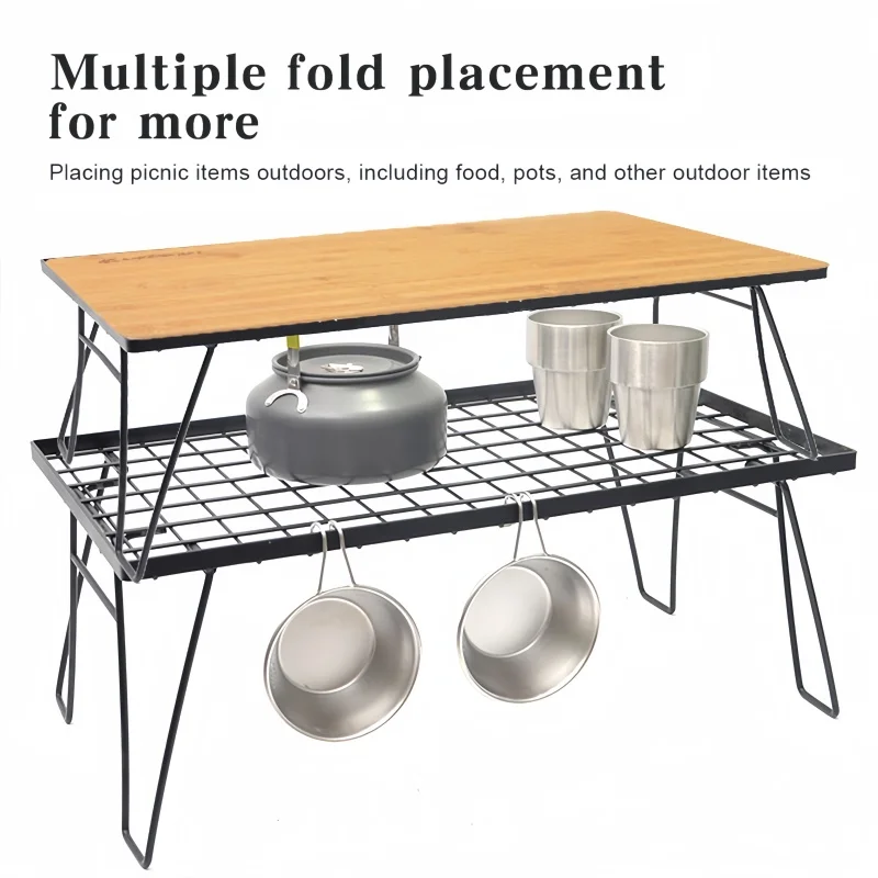 

Outdoor Camping Foldable Mesh Table Multi-functional Grill Barbecue Picnic Rack Family Portable BBQ Table With Table Board