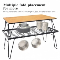 Outdoor Camping Foldable Mesh Table Multi-functional Grill Barbecue Picnic Rack Family Portable BBQ Table With Table Board