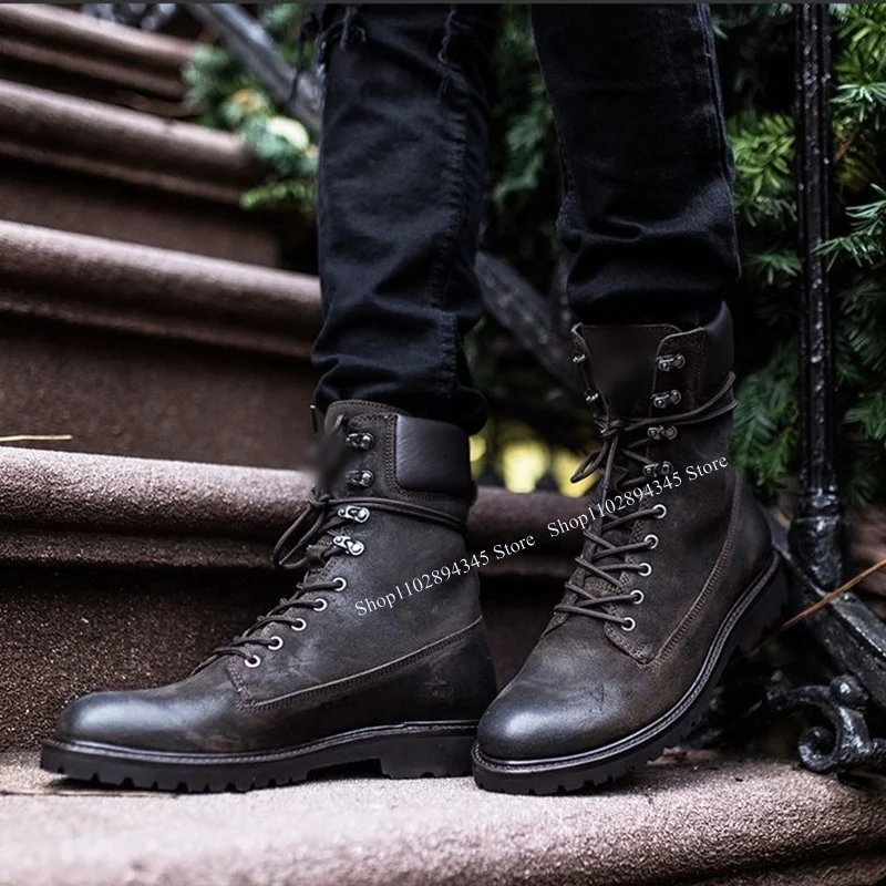 Black Mid Calf Lace Up Men Shoes Men's Dress Shoes Shallow Boots High Quality Party Shoes Fashion Big Size 47 Zapatillas Mujer