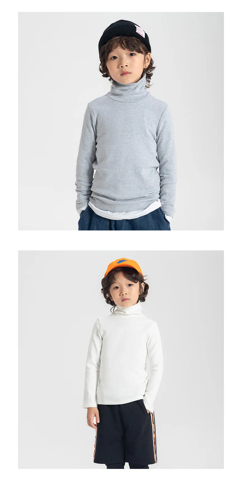 Winter Baby Girls Tshirt Long-sleeved Turtleneck Thicken 100% Cotton Solid Bottoming Shirt Cotton Children\'s Casual T-shirt 10Y
