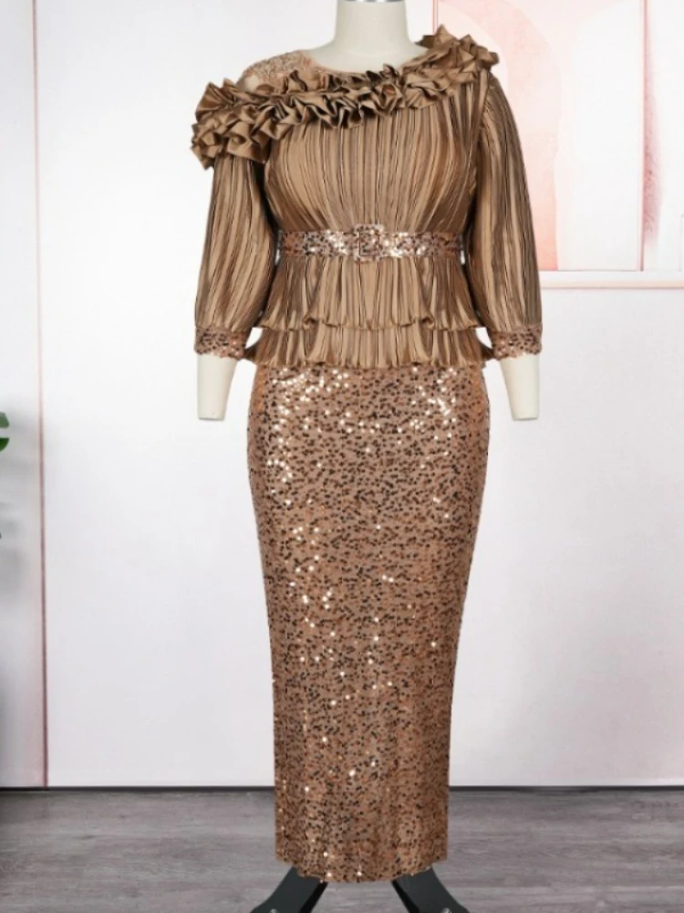 

Африканские вечерние платья больших размеров для женщин, Дашики, длинное платье макси с блестками, элегантное 2026 мусульманское свадебное вечернее платье, наряды