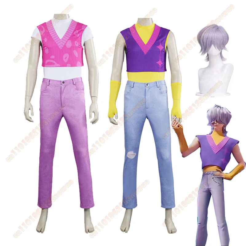 

NEW Kpop Demon Hunters Saja Boys Group Jinu Mystery Cosplay Costume Wig Idol Pink Vest Top Pants Outfit Halloween Stage Clothing