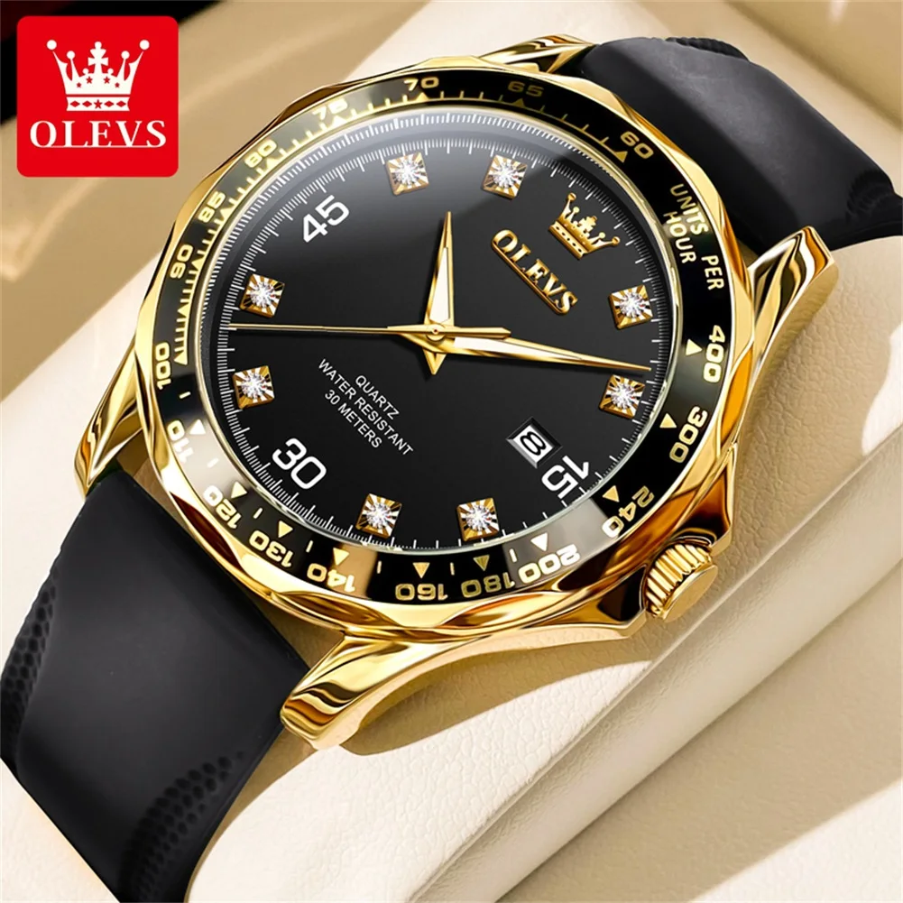 

OLEVS Mens Watches Top Brand Luxury Quartz Watch Men Silicone Strap Sports Waterproof Luminous Calendar Watch Relogio Masculino