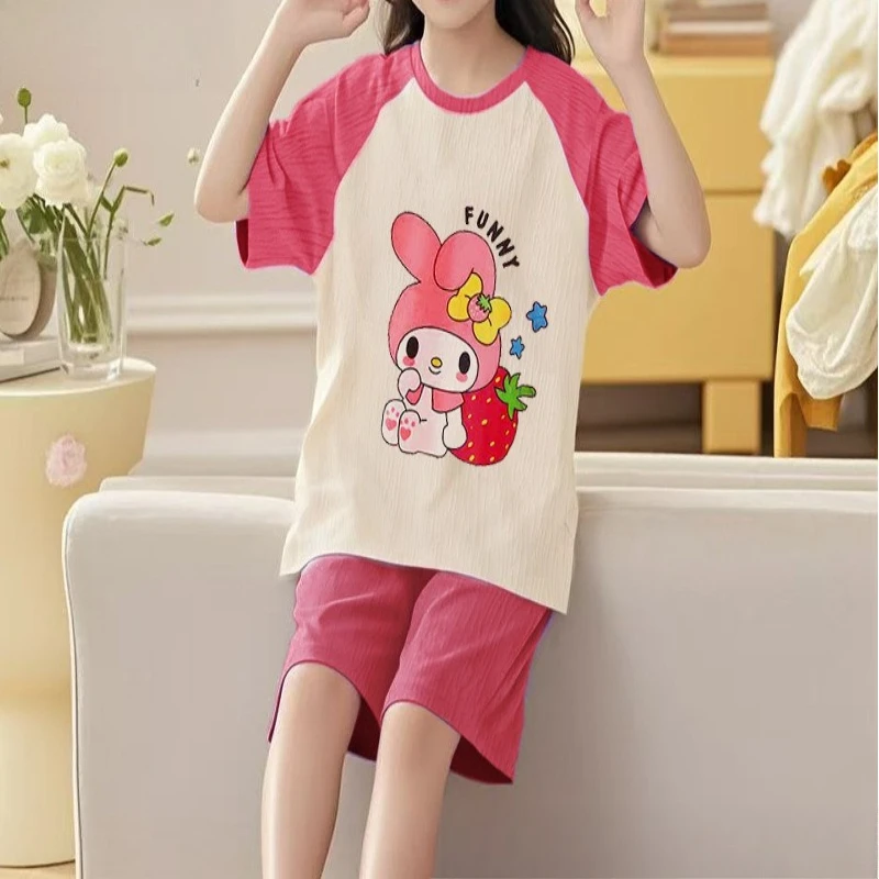 Immagine 6: Set Pigiama per Bambini con Maniche Corte e Pantaloncini, Abbigliamento da Notte Traspirante in Morbido Cotone Leggero e Confortevole per Bambini