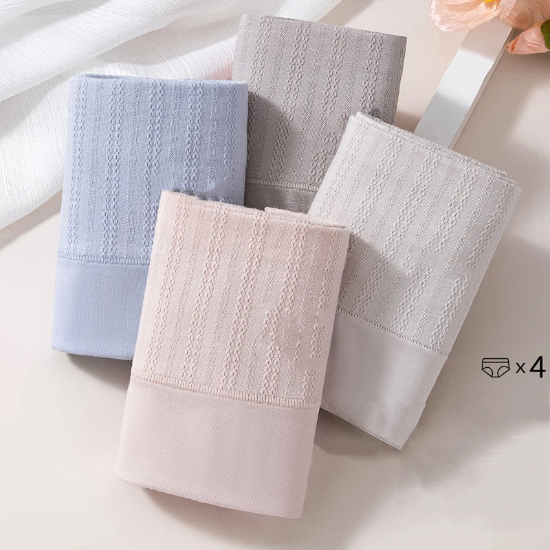 4 個の女性のパンティーハイウエストボディシェイパー下着プラスサイズ固体女の子ブリーフソフト綿パンティ痩身女性ランジェリー