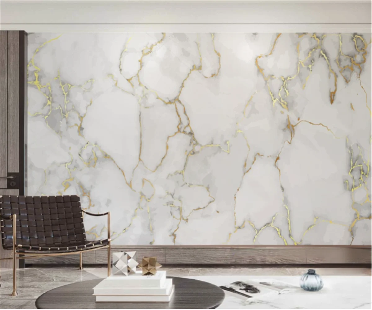 European luxury marble wallpaper villa living room TV background wallpaper atmospheric simple 3d mural papel de parede