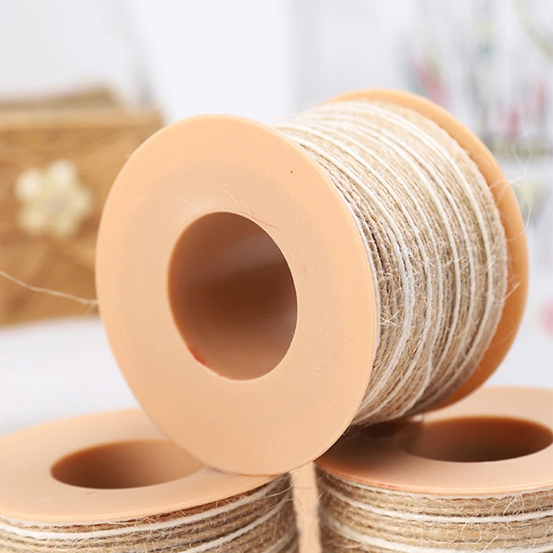 10M/Roll Jute Burlap Rolls Hessian Ribbon With Lace For DIY Crafts Wedding Decorations Ribbons Christmas Gifts Package Wrapping