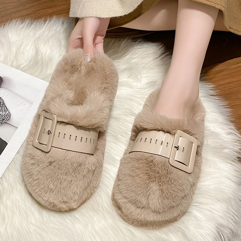 Shoes Woman 2024 House Slippers Platform Luxury Slides Fur Flip Flops Heeled Mules Cover Toe Pantofle On A Wedge Designer