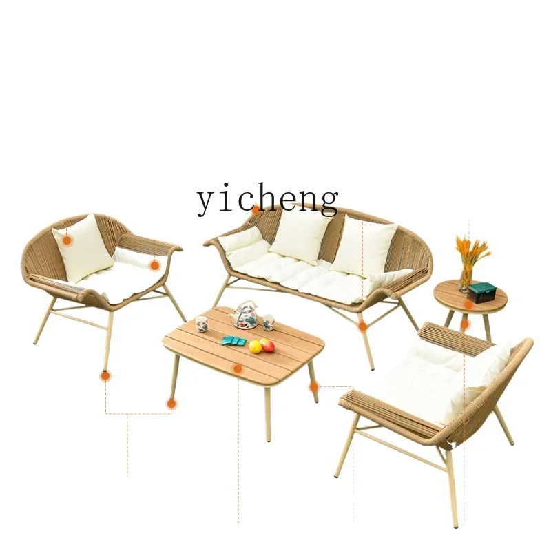 b3 Outdoor Leisure Aluminum Alloy Sofa Courtyard Balcony Terrace Rattan Chair Combination Sun Protection Garden