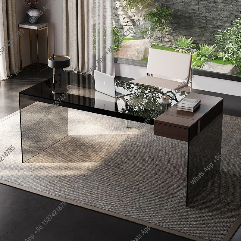 

Italian minimalist desk light luxury modern suspension home study high-end desk creative art computer desk