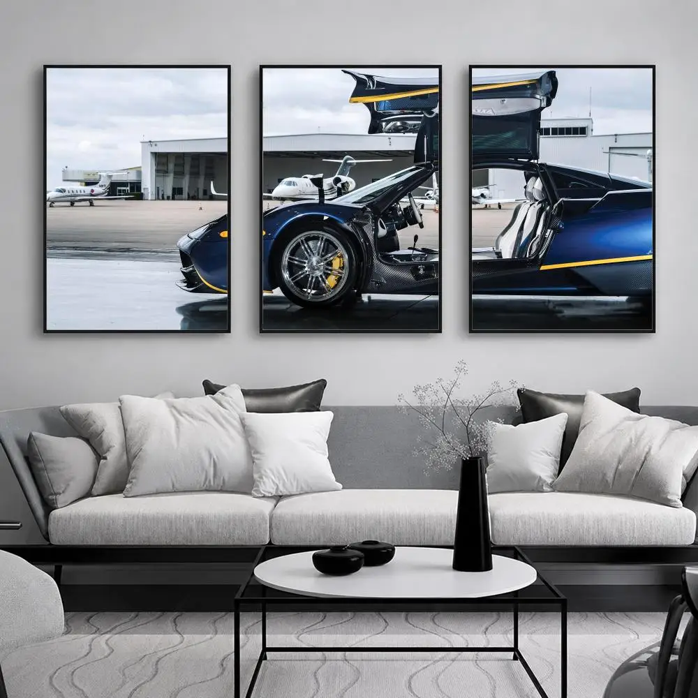 Aircraft Hangar Supercar Painting Calligraphy Canvas Poster Set Wall Artwork for Bedroom Living Room Decorative Prints Gift