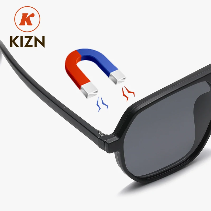 KIZN الرياضة إطار كبير الاستقطاب قصر النظر النظارات الشمسية 6 في 1 وصفة طبية مشبك مغناطيسي الرجال نظارات نسائية النظارات البصرية-0.5 إلى