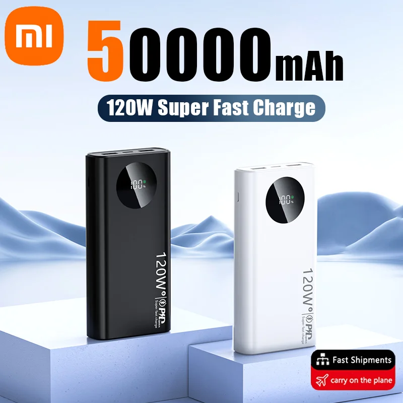 Xiaomi 120W Fast Charging Powerbank 50000mAh High Capacity Power Bank Portable Battery Charger For iPhone Samsung Huawei  Gift