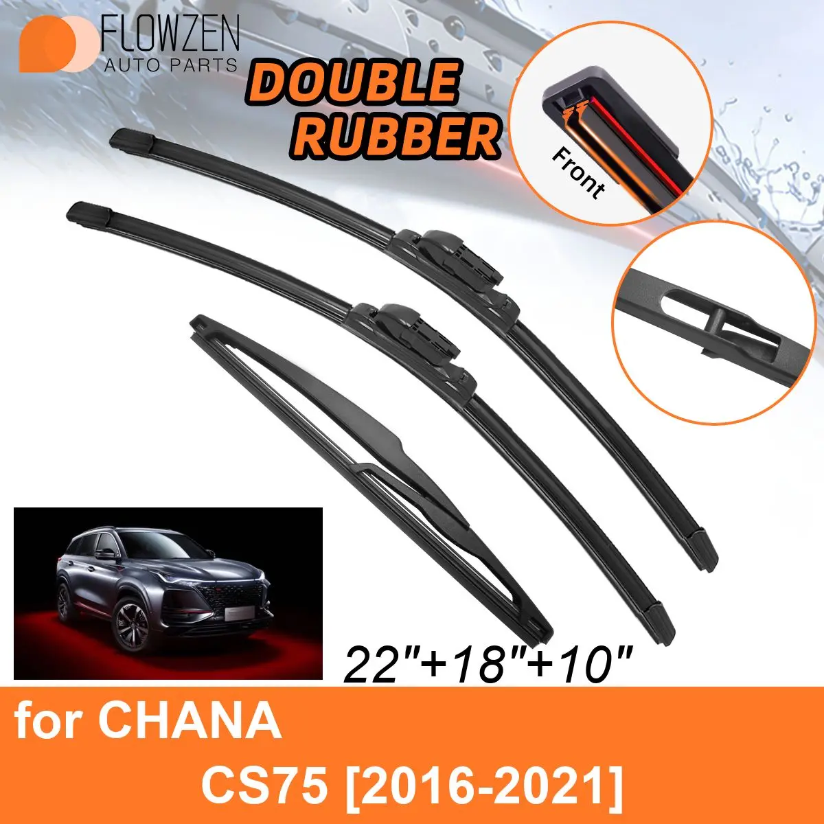 Double Rubber Car Wiper Blades for CHANA CS75 2016-2021 Front Rear Blades Windscreen Accessories 2016 2017 2018 2019 2020 2021