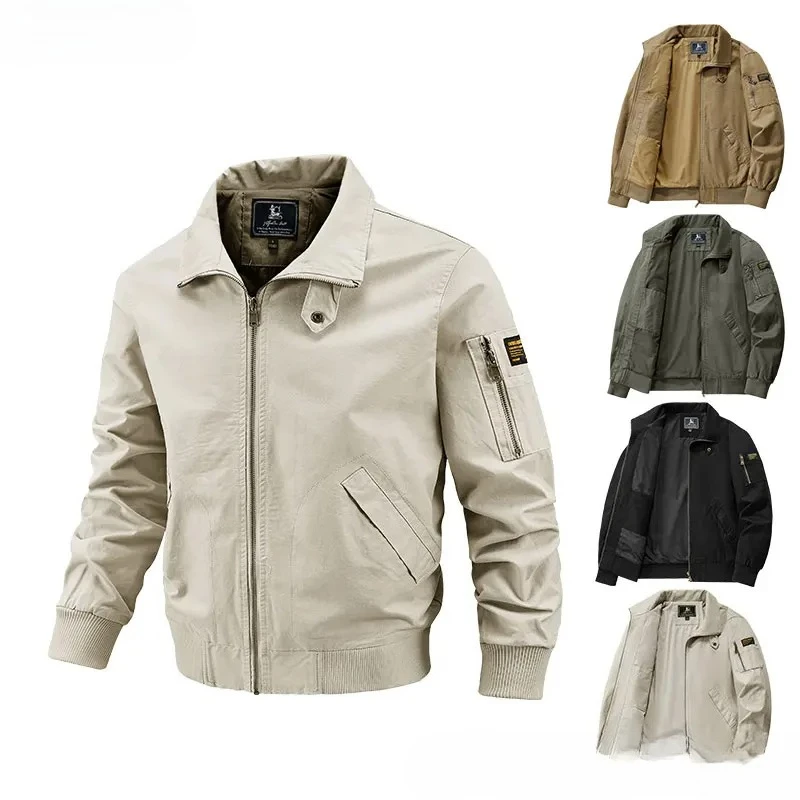 

Осенняя новая спортивная куртка на открытом воздухе, спортивная тактическая куртка для бега, мужская однотонная свободная куртка со стоячим воротником, удобное мужское пальто