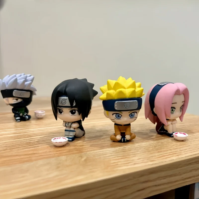 Instock Bandai Naruto esperando fideos Yile Lamian huevo retorcido Naruto Sasuke Kakashi adornos hechos a mano colección Kaai Juguetes