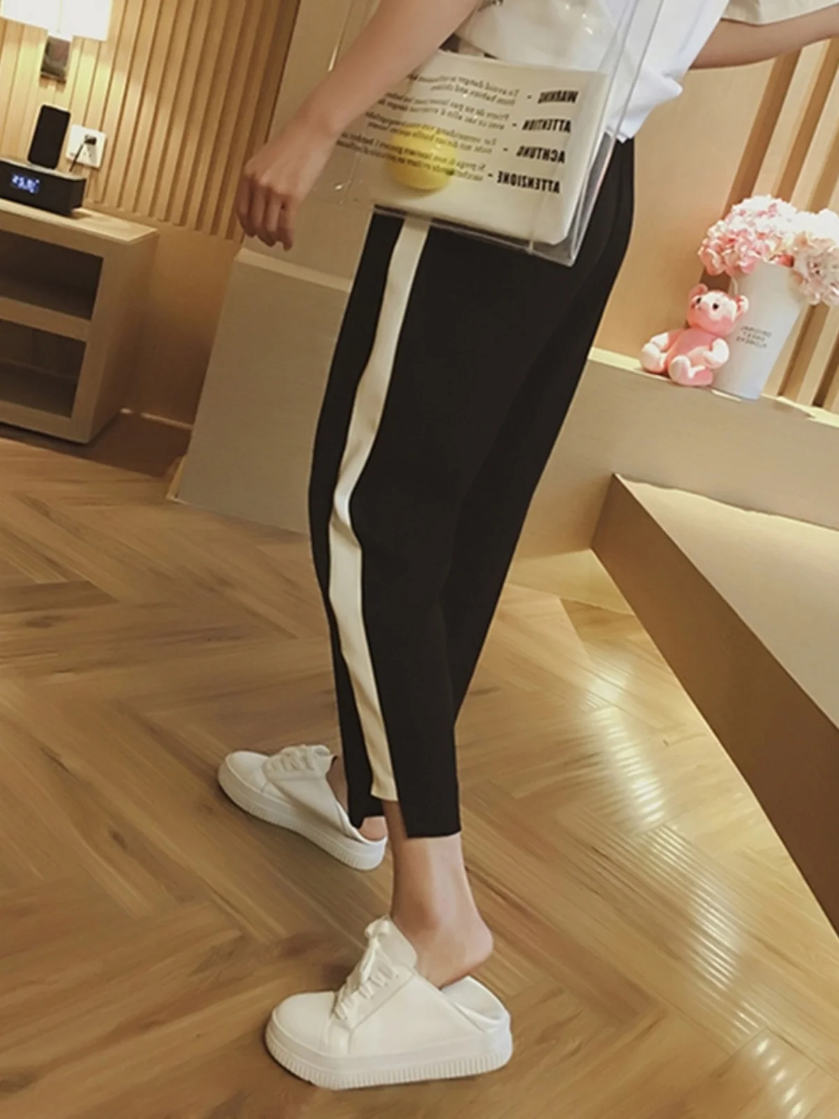 

Slimming Casual Ice Silk Thin Nine Points Harem Pants Women's Summer Sport Trousers Loose Comfortable High Waist Commute Style