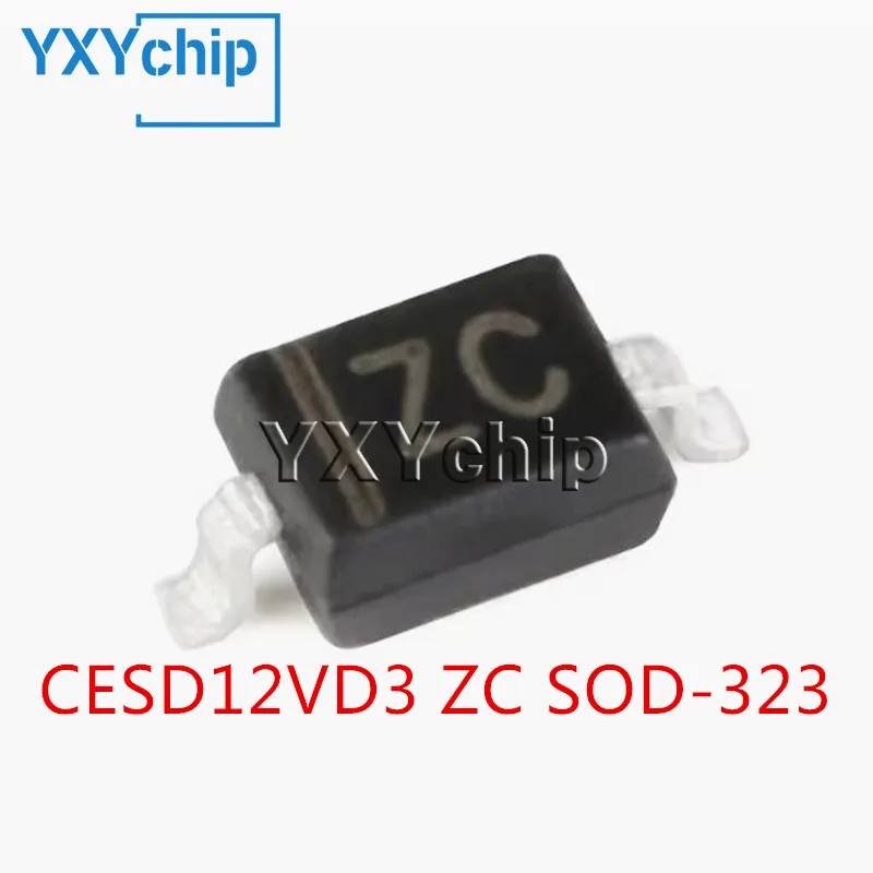 50PCS CESD12VD3 ZC CESD5V0D3 CESD3V3D3 YU SOD-323 12V 5V 3.3V SMD 3.3V 5.0V UNIDIRECTIONAL ESD ไดโอด