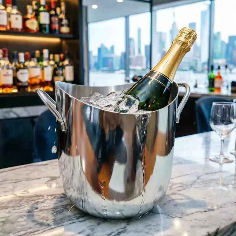 Double Handle Champagne Ice Bucket, Wine Chiller Bucket for Bar Party Beverage Cooling