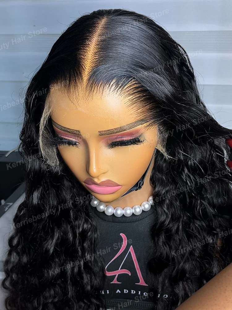 250 Density 100% Human Hair 44 Inch Water Wave Curly 13x4 13x6 Hd Lace Front Wigs Black Pre Plucked Deep Wave 360 Lace Front Wig